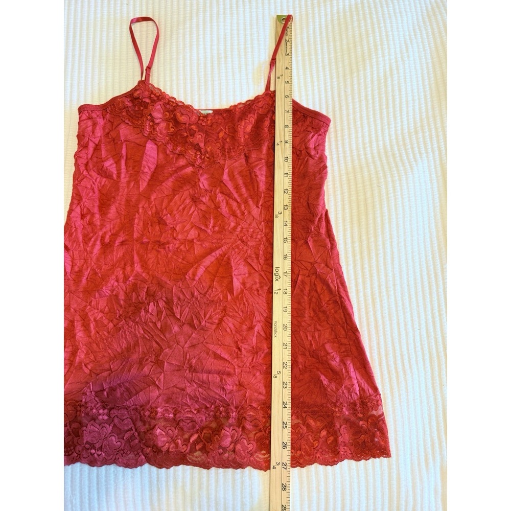 Maurices Womens Lace Trim Tank Top Crinkle Cami Textured Red Size L Y2K Fairy - Picture 6 of 9
